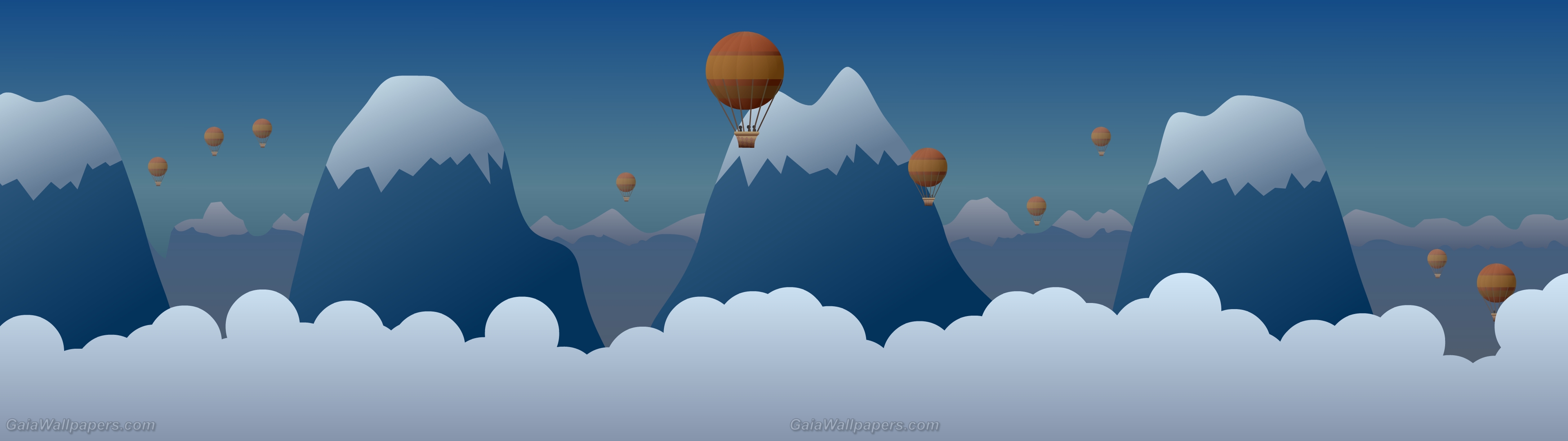 Voyage imaginaire en ballon dans les montagnes - Fonds d'écran gratuits