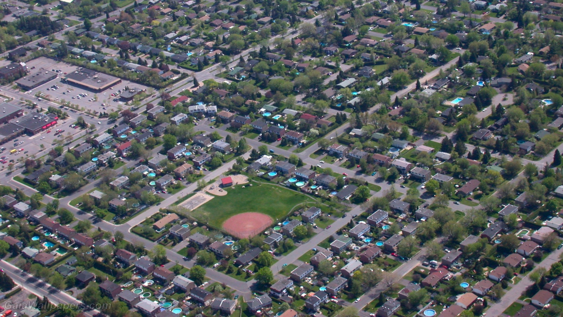 Vue aérienne de la banlieu de Montréal - Fonds d'écran gratuits