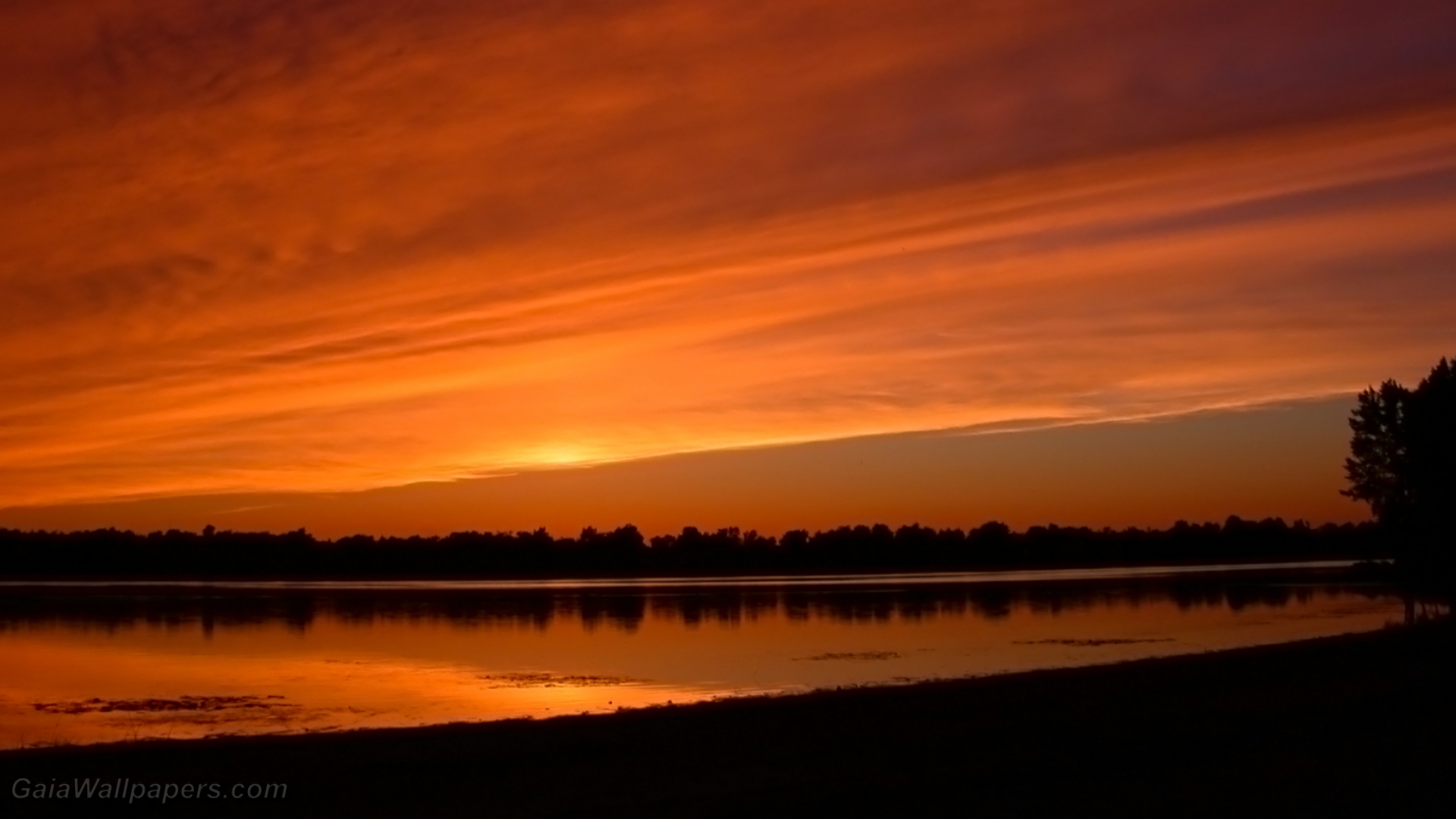 Incandescent sunset over the river - Free desktop wallpapers