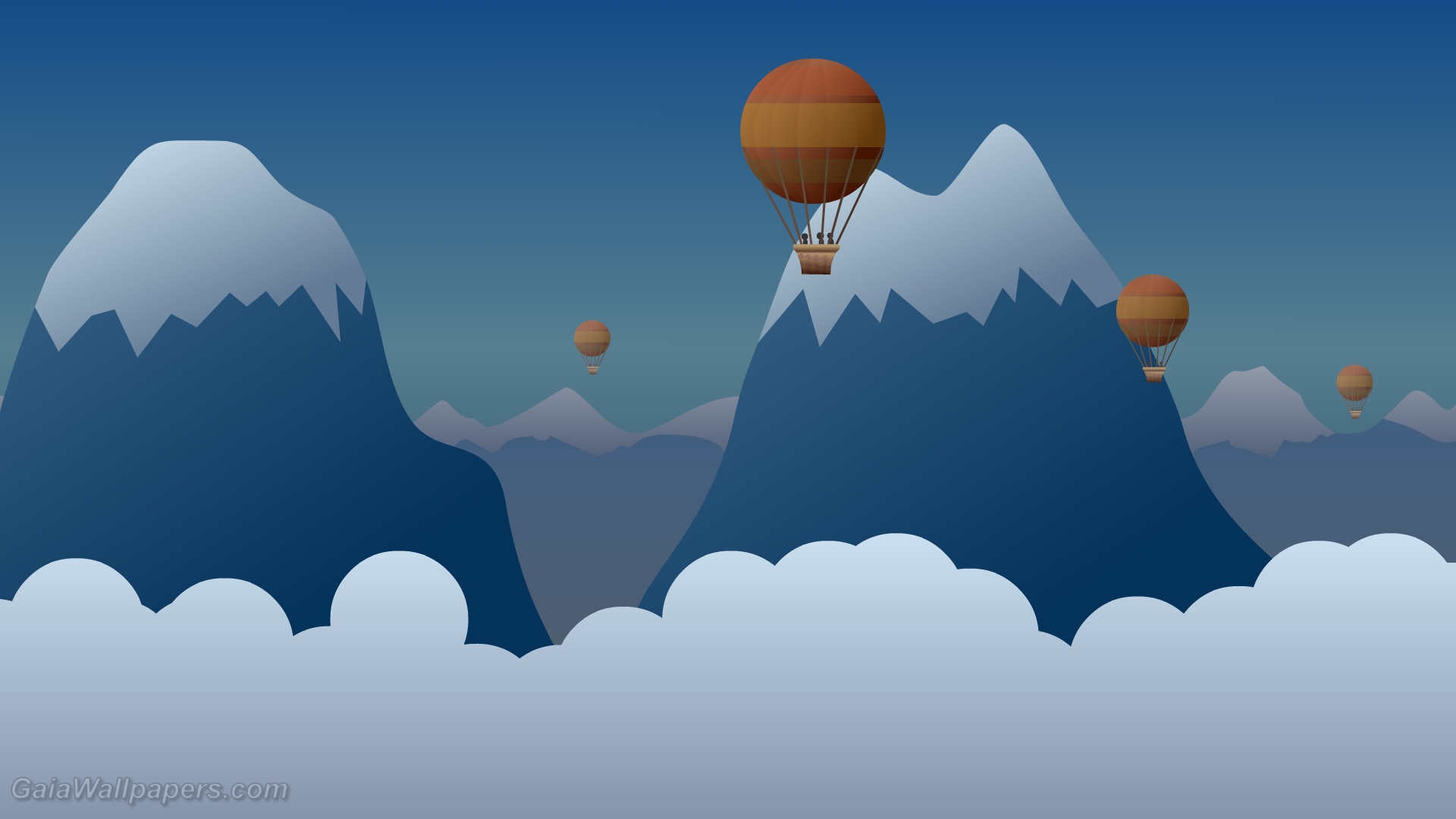 Imaginary balloon trip in the mountains - Free desktop wallpapers