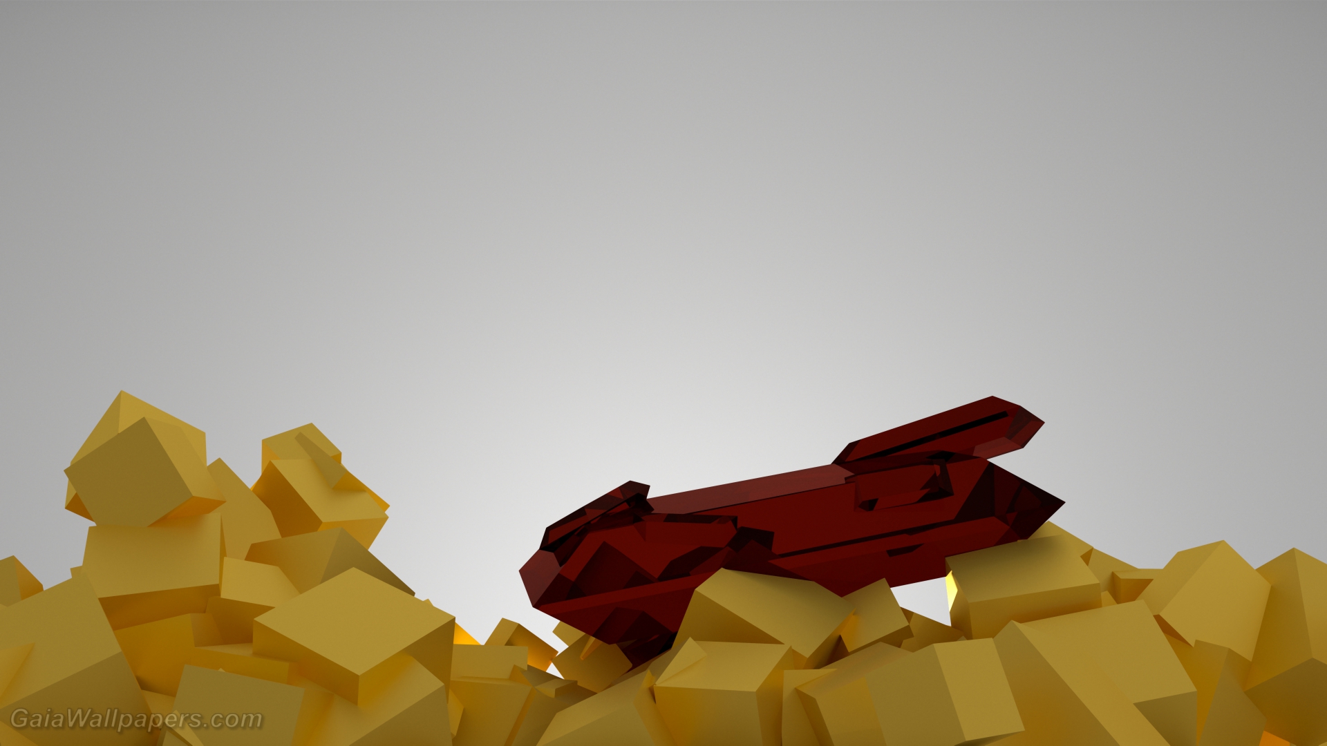 Red gemstone with pyrite cubes - Free desktop wallpapers