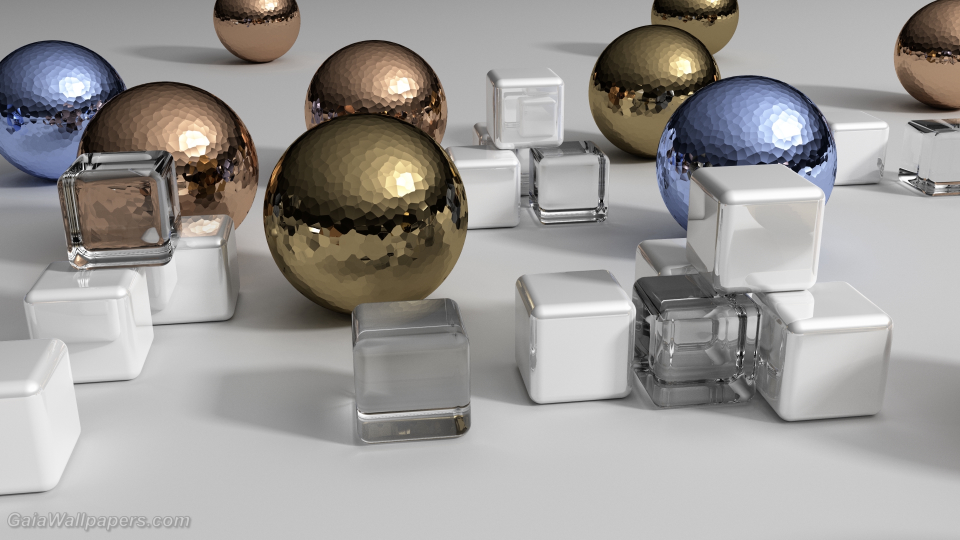 Sphères métalliques dans un environnement virtuel - Fonds d'écran gratuits