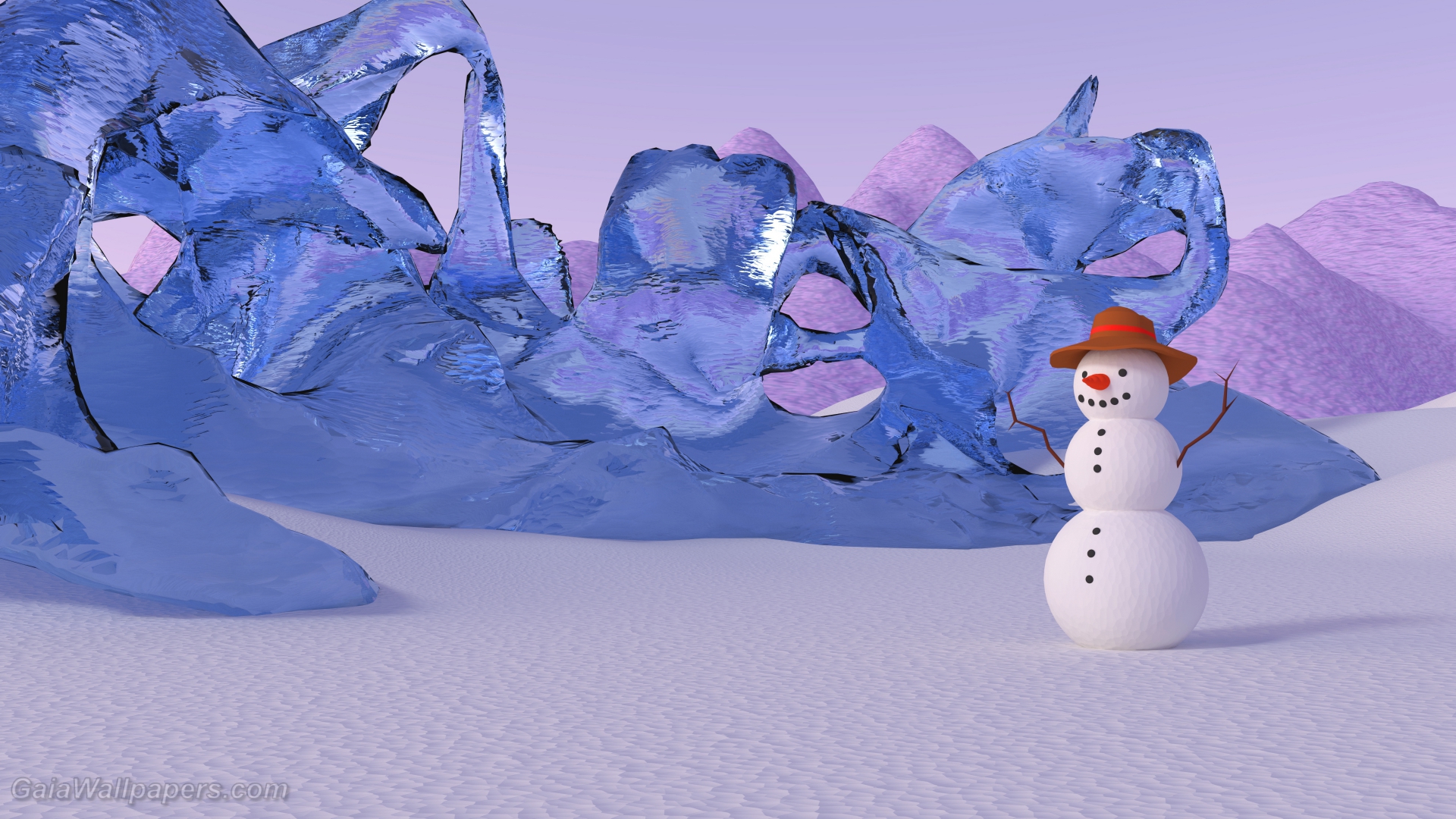 Snowman celebrating winter in his kingdom - Free desktop wallpapers
