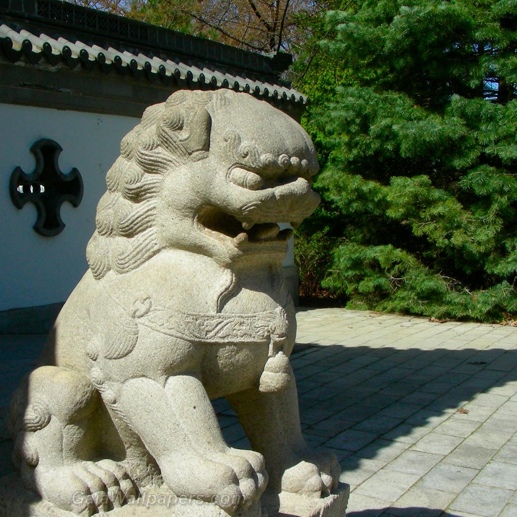 Statue de lion gardien impérial - Fonds d'écran gratuits