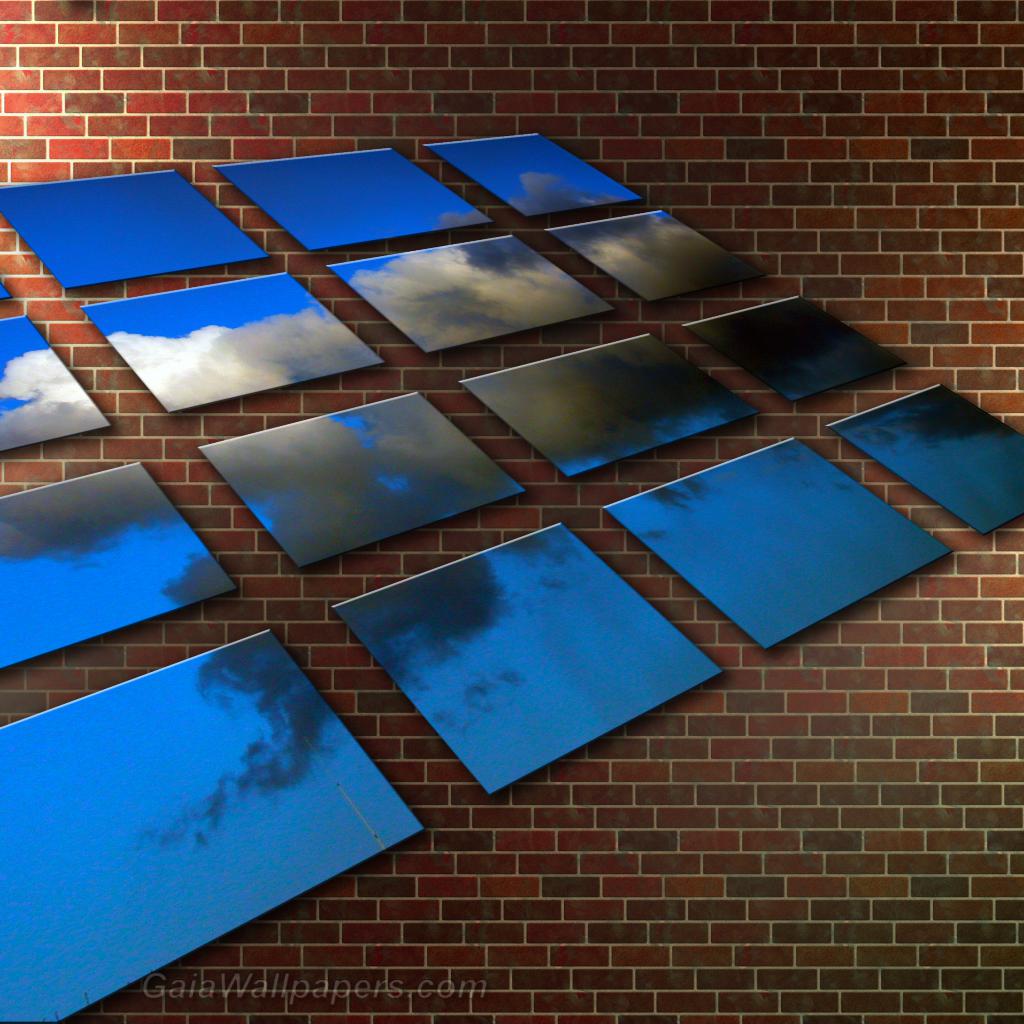 Virtual skies on a brick wall - Free desktop wallpapers