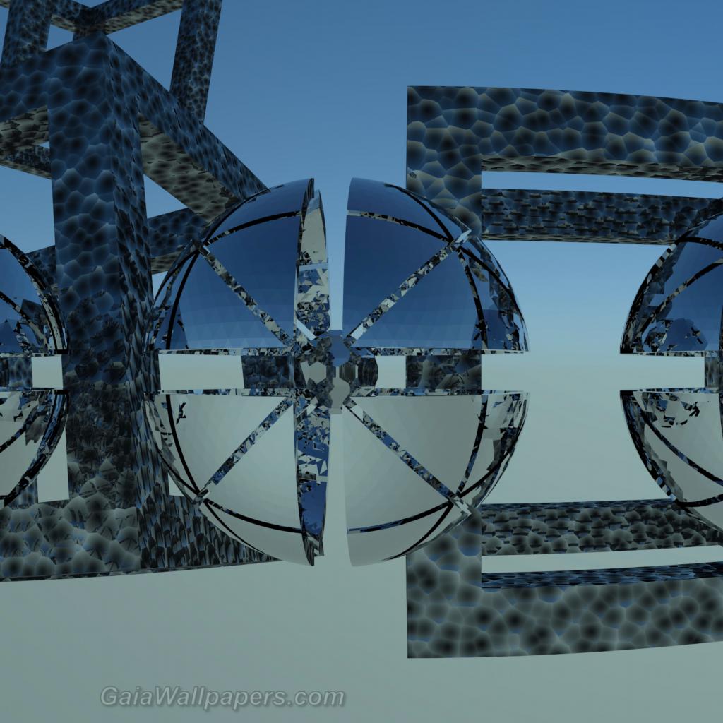 High-tech mirror spheres in the sky - Free desktop wallpapers