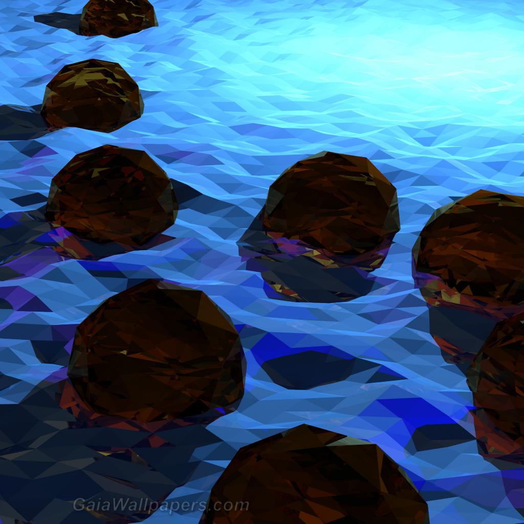 Gems flottant sur la mer polygonale - Fonds d'écran gratuits