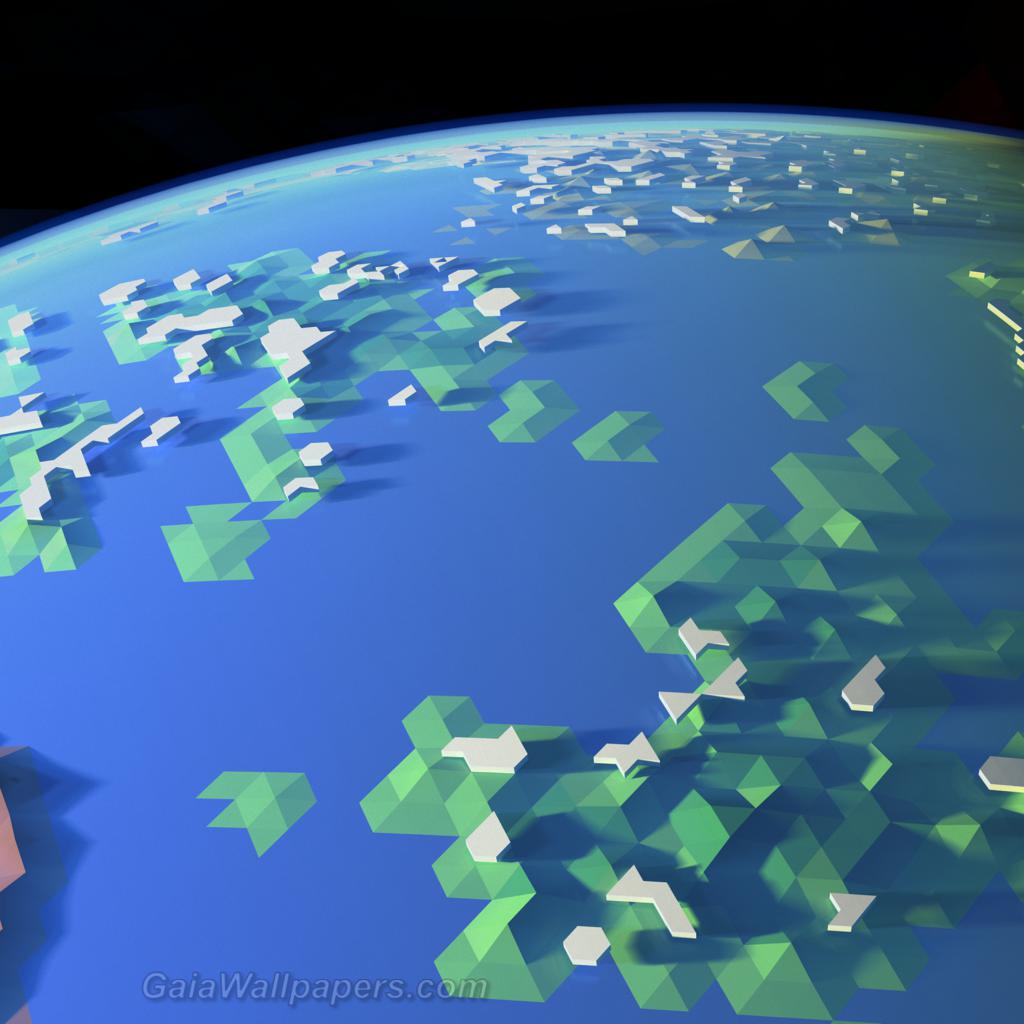 Polygonal earth in space - Free desktop wallpapers