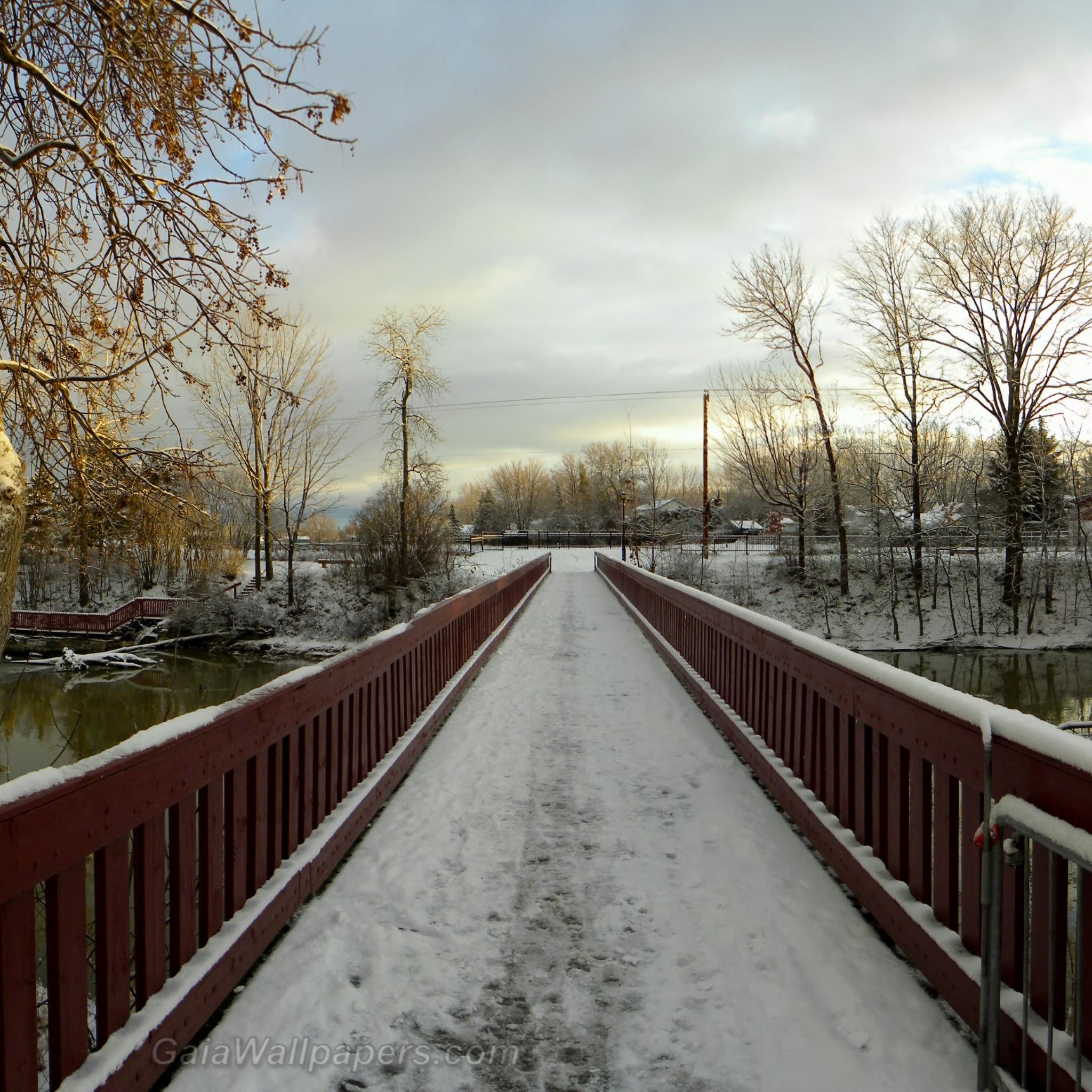 Winter bridge over the Rivière-du-Chêne - Free desktop wallpapers