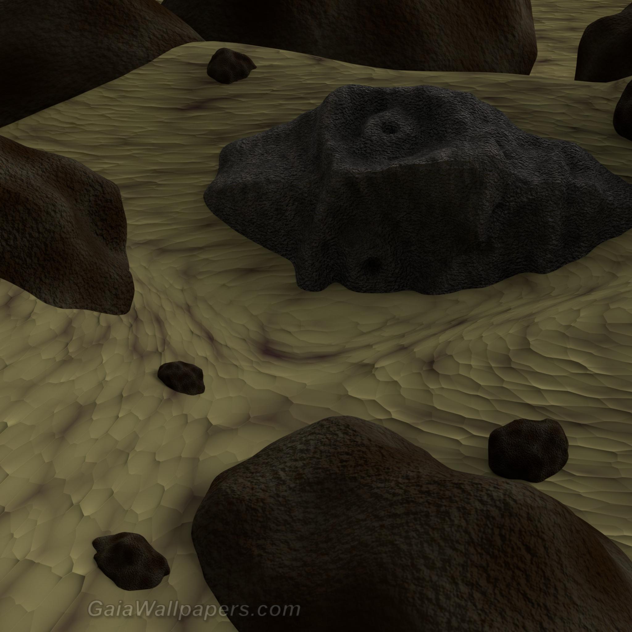 Forgotten stone face in the sand - Free desktop wallpapers