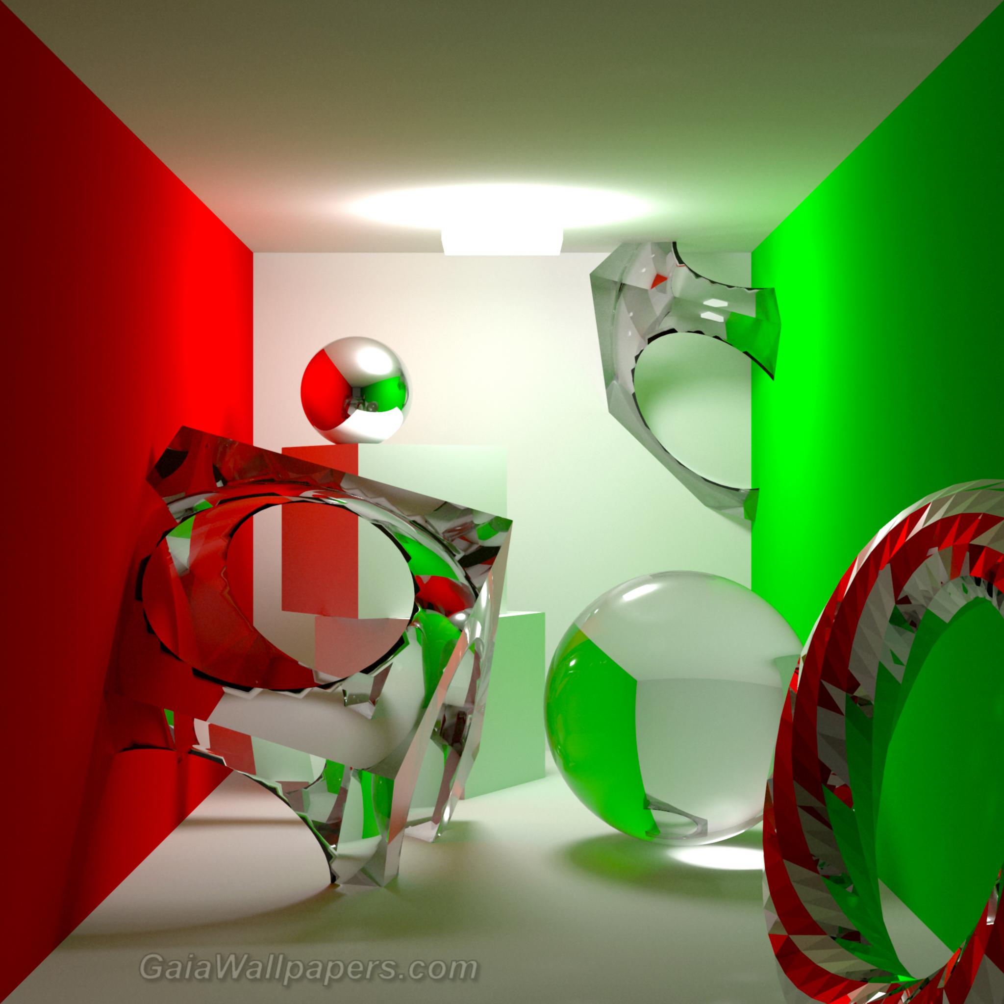 Ray tracing room with glass - Free desktop wallpapers