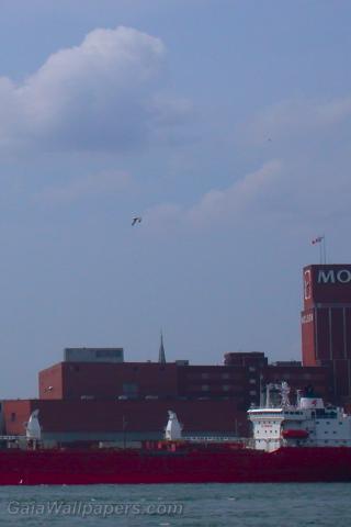 Bateau de transport accosté au Vieux-Port de Montréal - Fonds d'écran gratuits