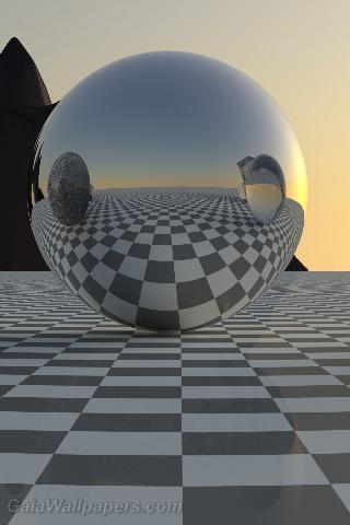 Glass and mirror on the chessboard - Free desktop wallpapers