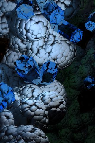 Glowing blue minerals in a metallic cavity - Free desktop wallpapers