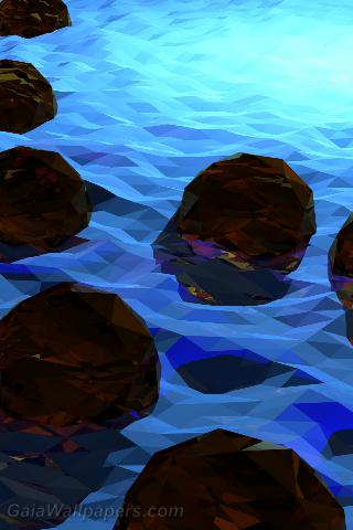 Gems flottant sur la mer polygonale - Fonds d'écran gratuits