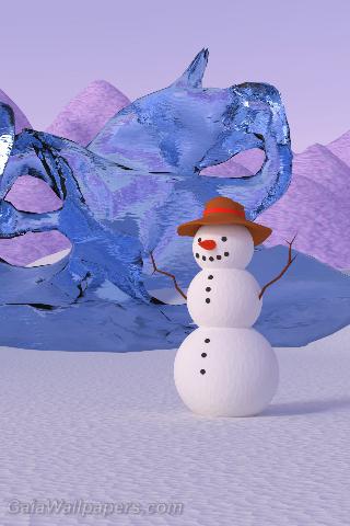 Snowman celebrating winter in his kingdom - Free desktop wallpapers