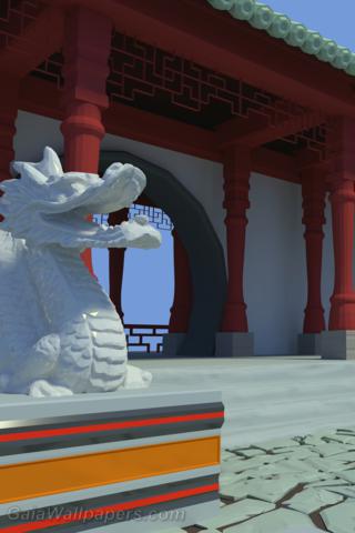 Chinese dragons guarding the garden gate - Free desktop wallpapers