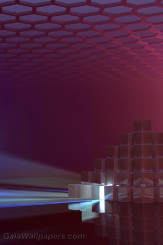 Lumière d'énergie émanant de la pyramide de cube - Fonds d'écran gratuits
