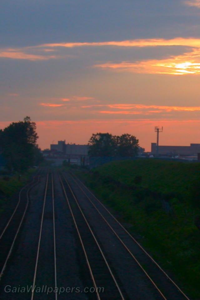 Sunset over the railroads - Free desktop wallpapers