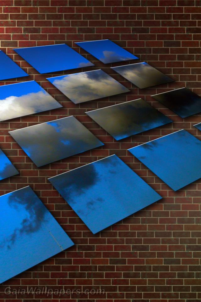 Virtual skies on a brick wall - Free desktop wallpapers