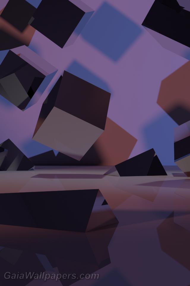 Reflective cubes in mixed purple lights - Free desktop wallpapers