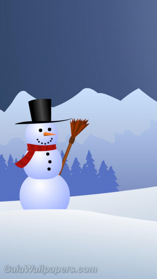 Bonhomme de neige jovial à la campagne - Fonds d'écran gratuits