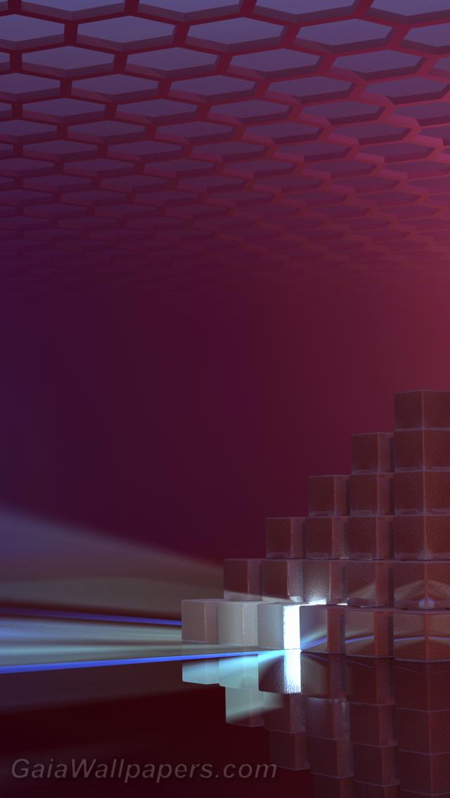 Energy light emanating from the cube pyramid - Free desktop wallpapers