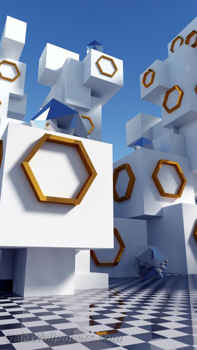 Cubes mystérieux empilés avec des symboles - Fonds d'écran gratuits