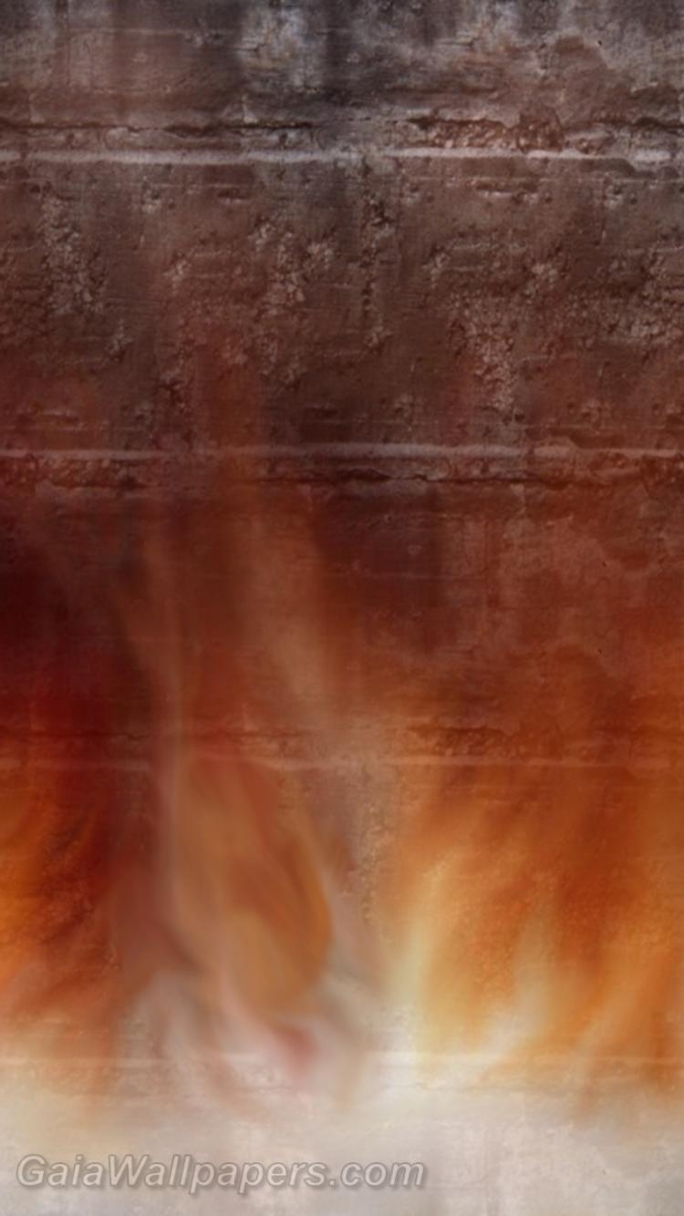 Fire on the stone wall - Free desktop wallpapers