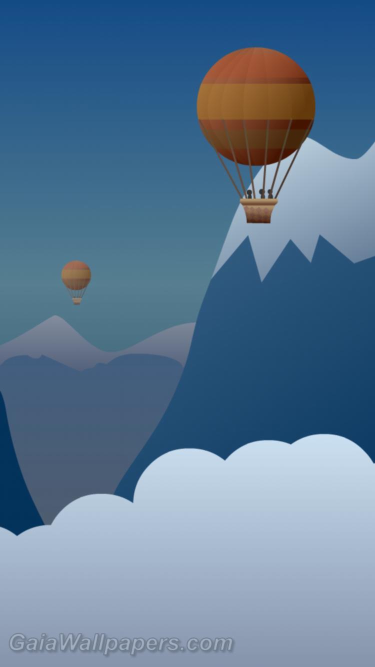Voyage imaginaire en ballon dans les montagnes - Fonds d'écran gratuits