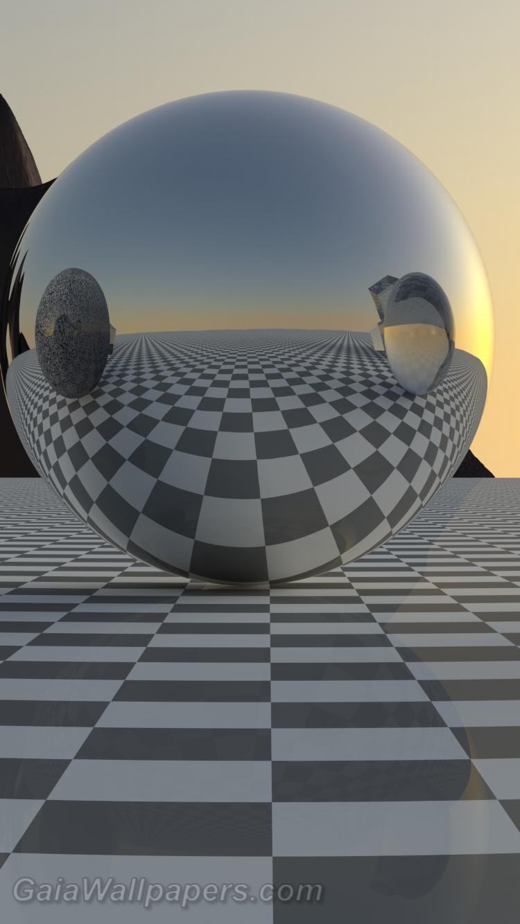 Glass and mirror on the chessboard - Free desktop wallpapers