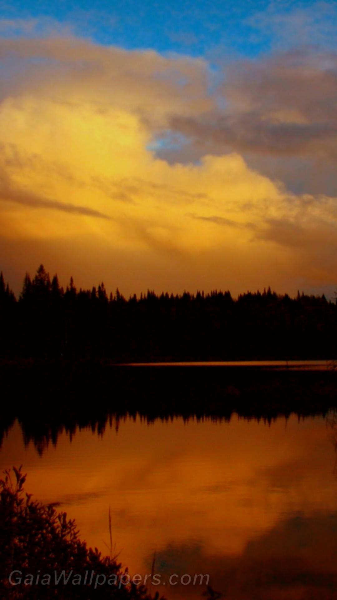 Lac pourpre au coucher du soleil - Fonds d'écran gratuits
