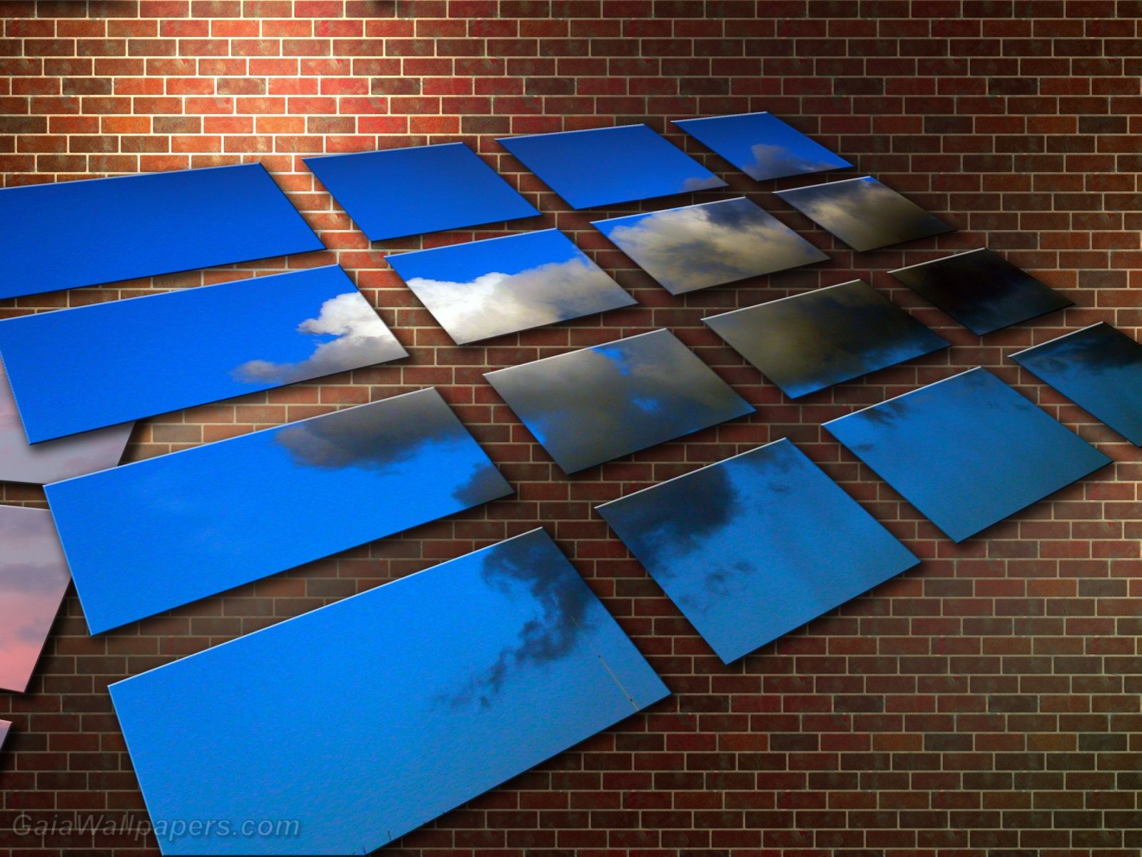 Ciels virtuels sur un mur de briques - Fonds d'écran gratuits