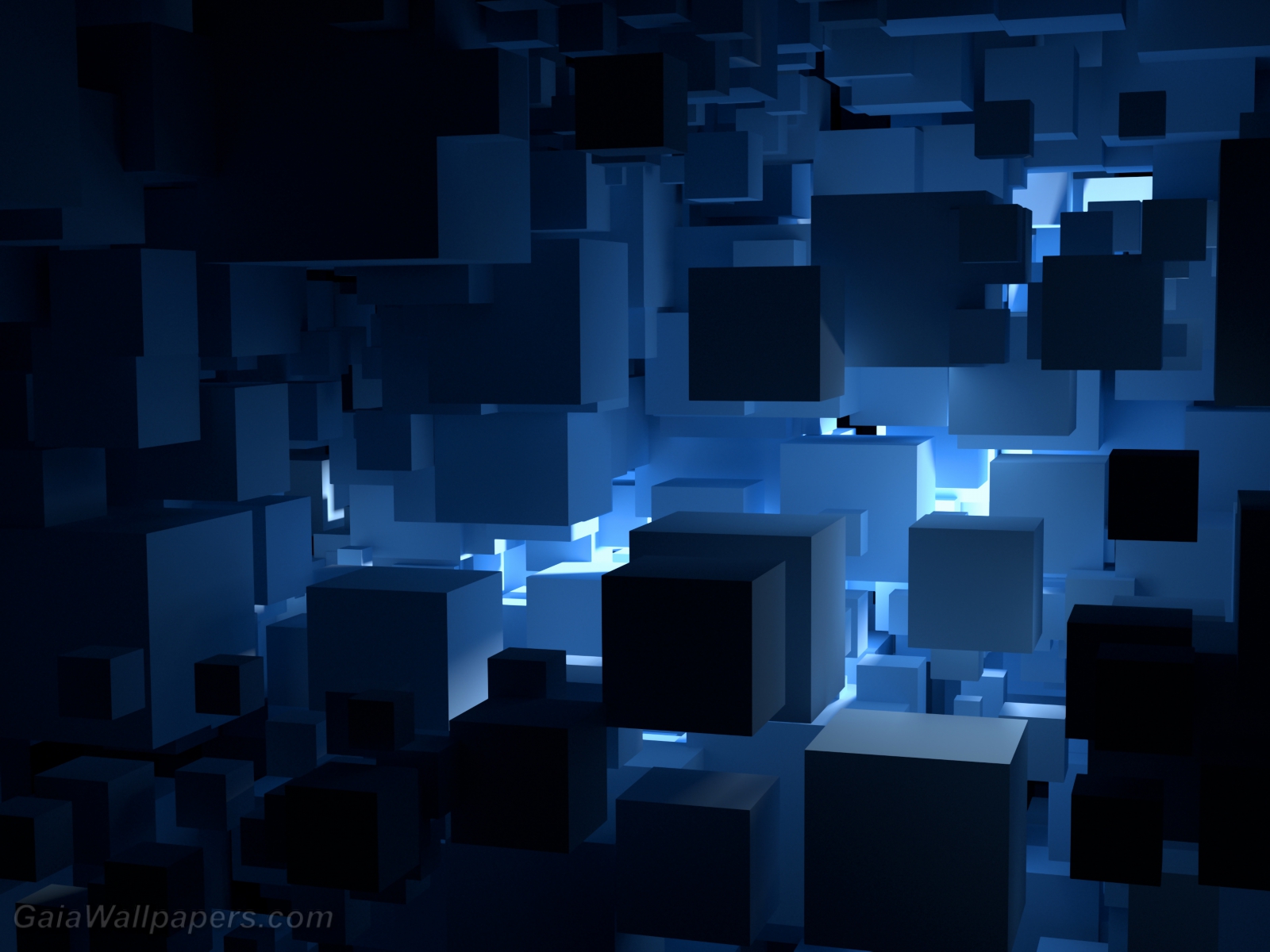 Monde virtuel de cubes bleus - Fonds d'écran gratuits