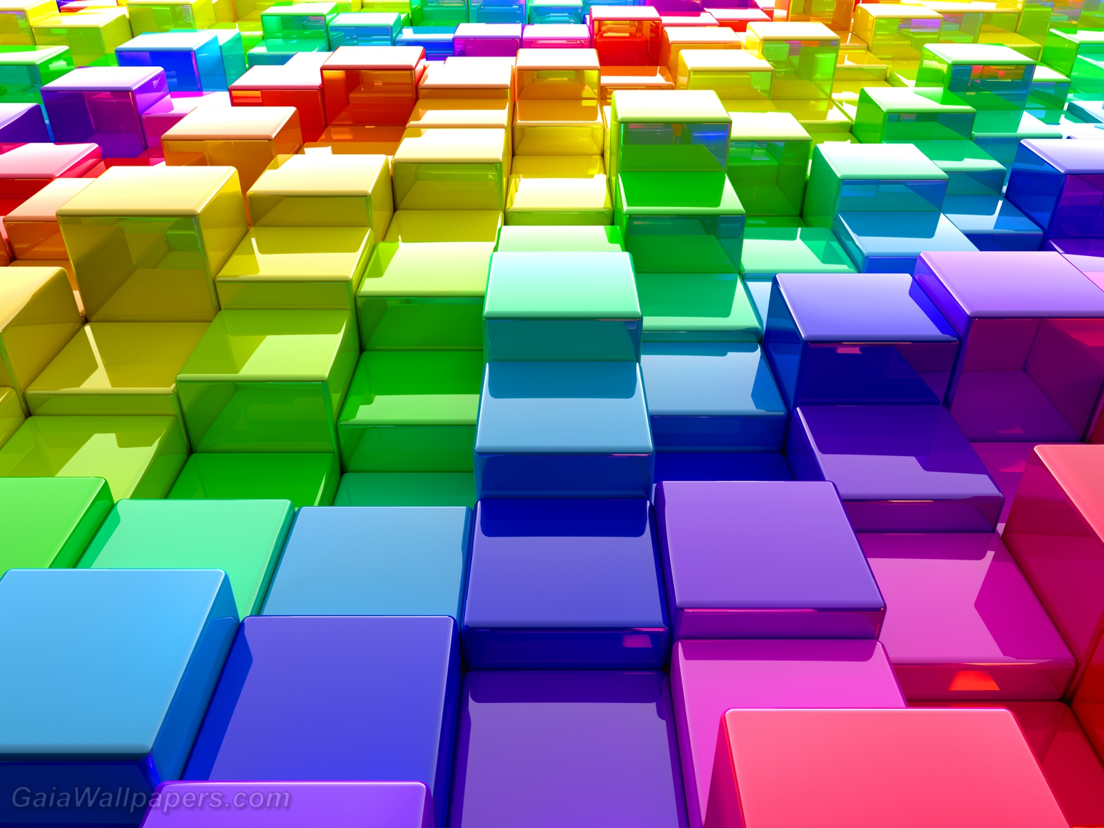 Rainbow matrix of color cubes - Free desktop wallpapers