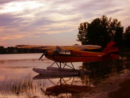 Parked seaplane at the end of the day desktop wallpapers