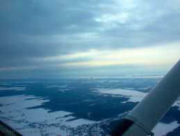 Sorel-Tracy seen in the horizon from a Cessna during the winter desktop wallpapers