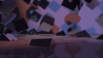 Reflective cubes in mixed purple lights desktop wallpapers