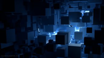 Virtual world of blue cubes desktop wallpapers