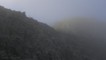 Threatening cliff in the morning mist desktop wallpapers