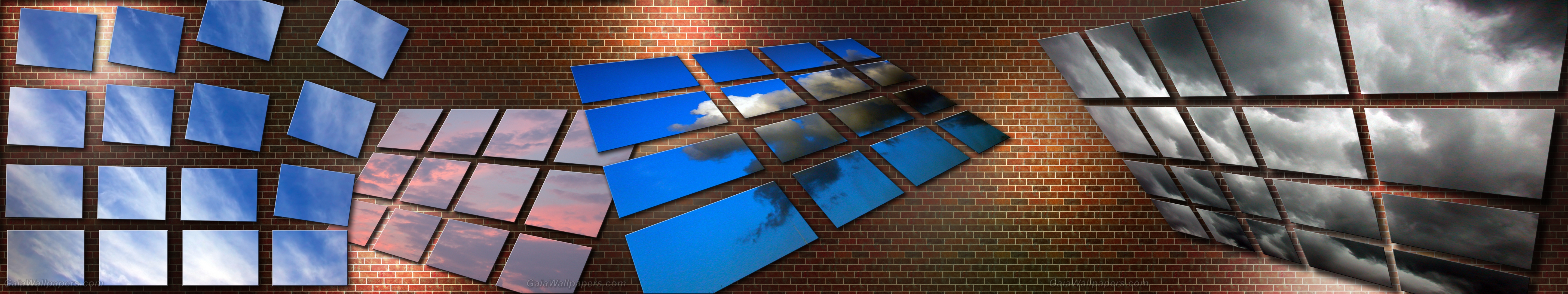 Ciels virtuels sur un mur de briques - Fonds d'écran gratuits