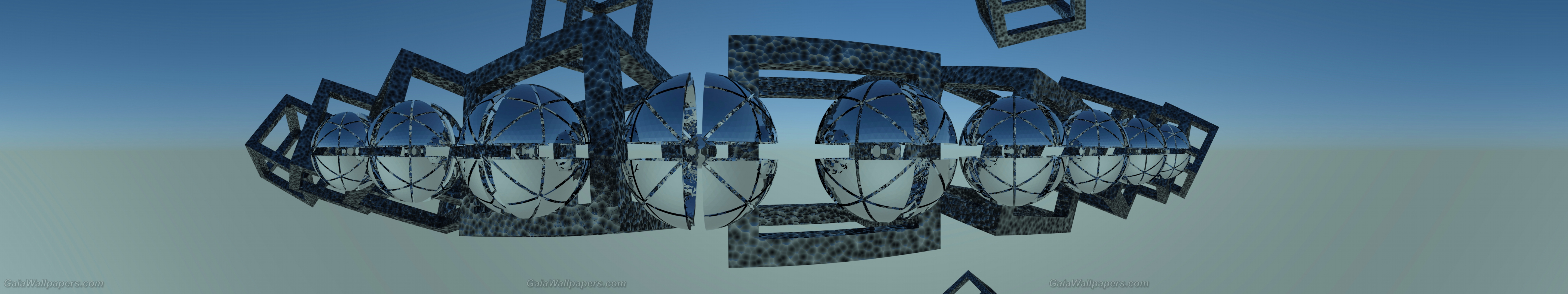 High-tech mirror spheres in the sky - Free desktop wallpapers