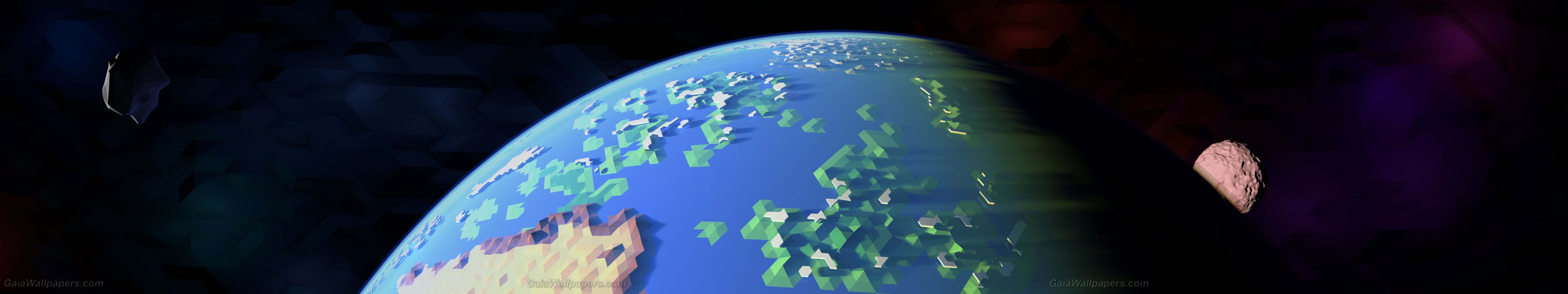 Polygonal earth in space - Free desktop wallpapers
